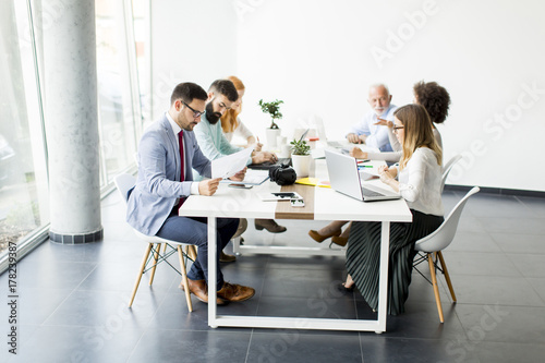 Business people discussing a strategy and working together in office