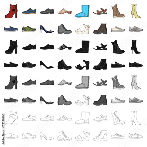 Shoes, style, heel and other types of shoes. Different shoes set collection icons in cartoon style vector symbol stock illustration web.