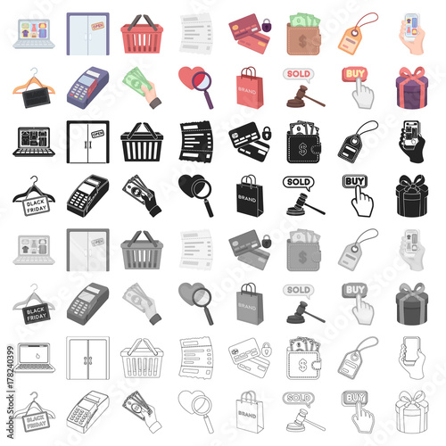 E-commerce set icons in cartoon style. Big collection of e-commerce vector illustration symbol.