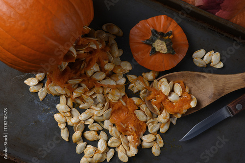 Pumpkin seeds from carved Jack o lantern