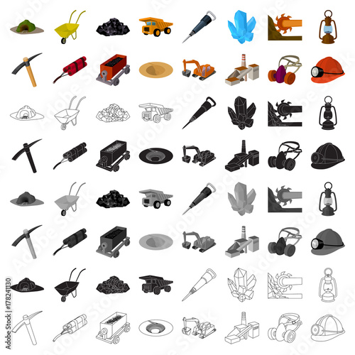 Mine set icons in cartoon style. Big collection of mine vector symbol stock illustration