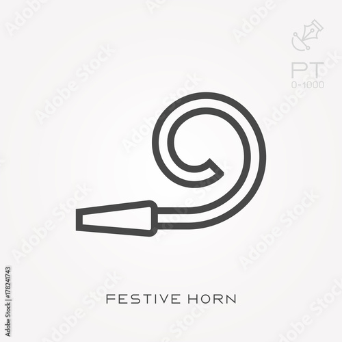 Line icon festive horn
