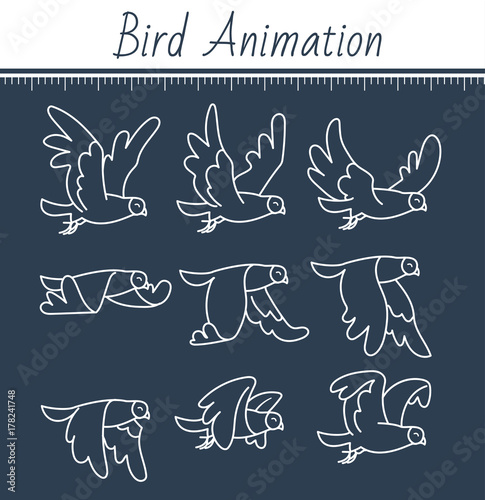 animation the bird is flying black