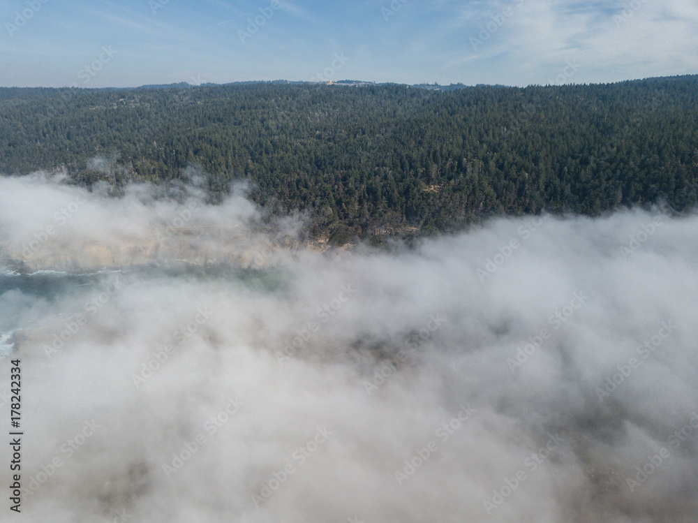Aerial Image of Fog and Northern California Coast