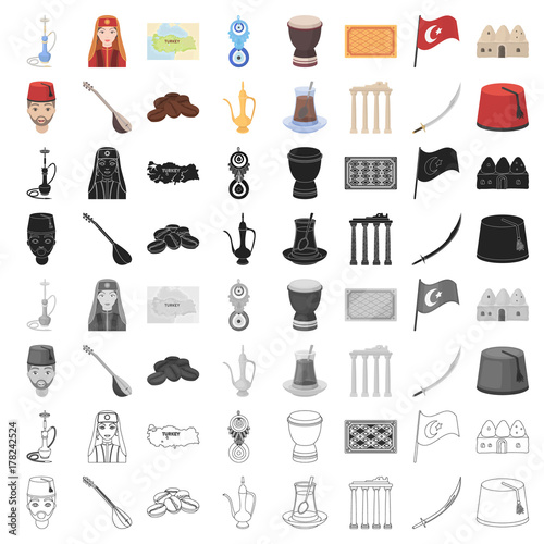 Turkey set icons in cartoon style. Big collection of Turkey vector symbol stock illustration
