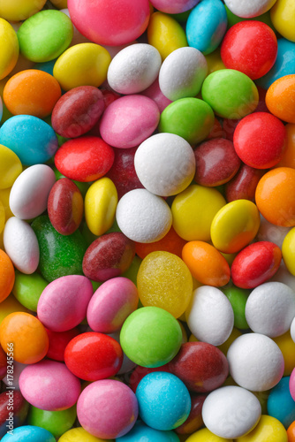 Multicolored round candies