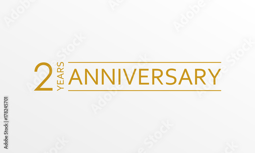 2 year anniversary emblem. Anniversary icon or label. 2 year celebration and congratulation design element. Vector illustration.