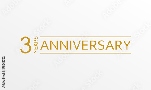 3 year anniversary emblem. Anniversary icon or label. 3 year celebration and congratulation design element. Vector illustration.