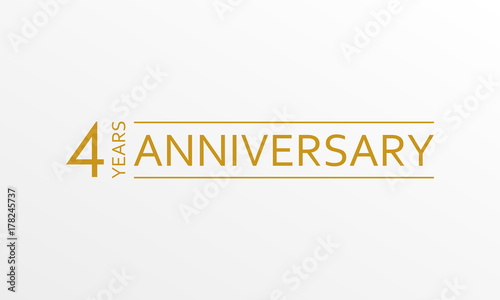 4 year anniversary emblem. Anniversary icon or label. 4 year celebration and congratulation design element. Vector illustration.