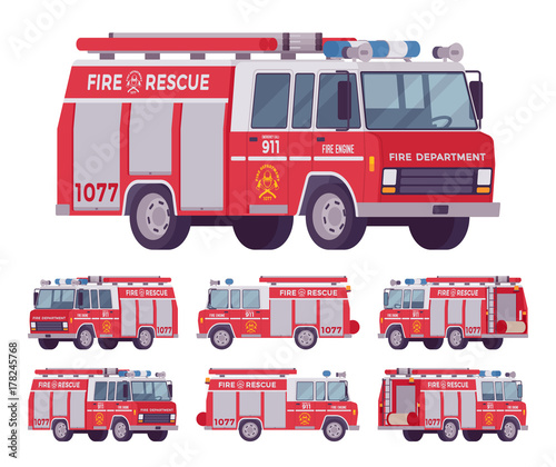 Valokuva Fire engine set