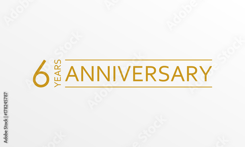 6 year anniversary emblem. Anniversary icon or label. 6 year celebration and congratulation design element. Vector illustration.