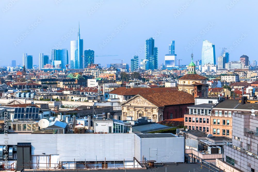 Skyline of Milan, in Italy