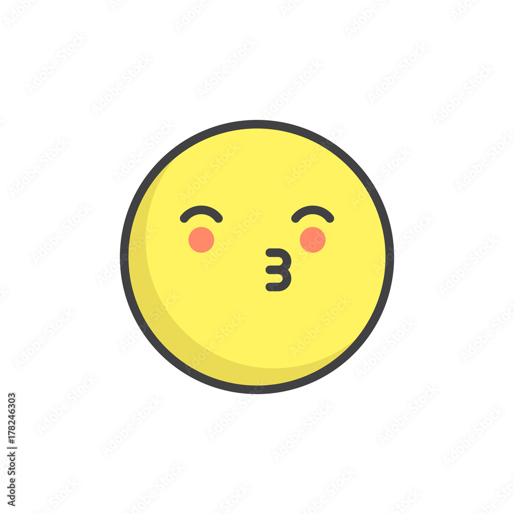 Kissing face emoticon filled outline icon Kissing face emoticon filled outline icon