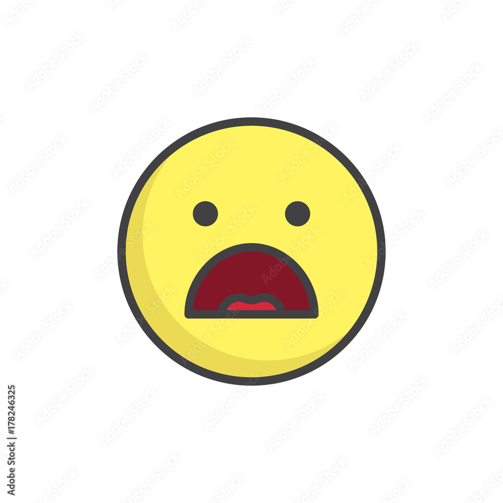 Frowning face emoticon with open mouth filled outline icon Frowning face emoticon with open mouth filled outline icon