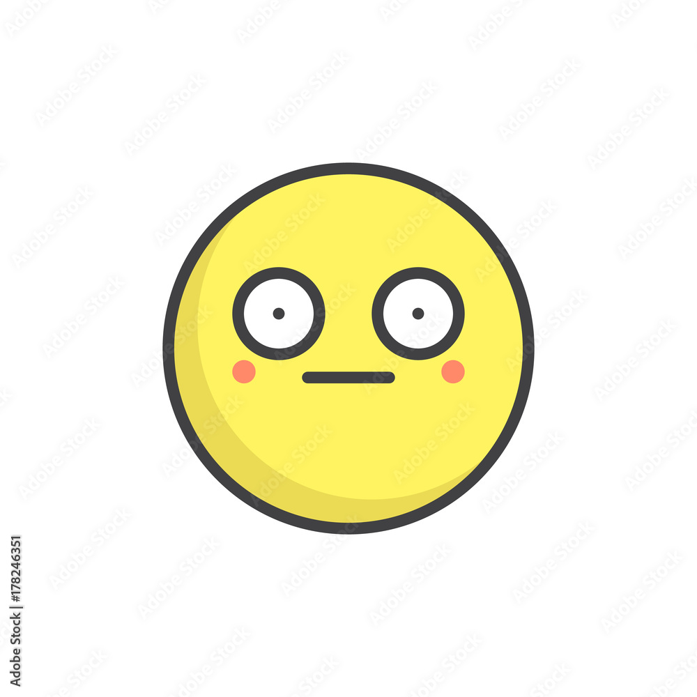 Fototapeta premium Shame face emoticon filled outline icon