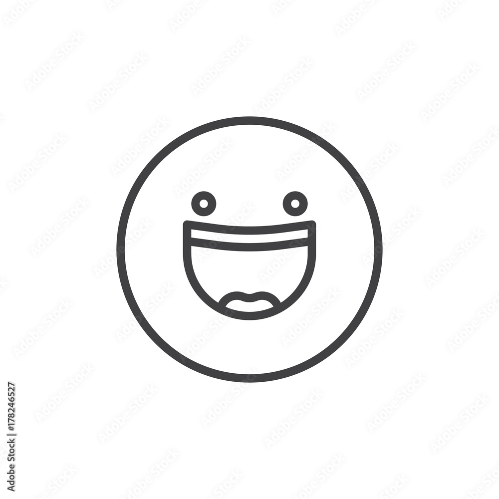 Smiling face with open mouth emoticon line icon Smiling face with open mouth emoticon line icon
