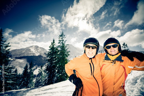 Senior Couple Skiing