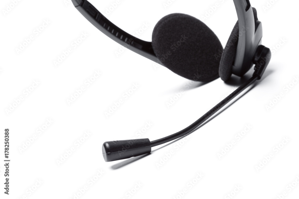headset with microphone isolated on white headset with microphone isolated on white