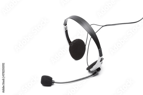 headset with microphone isolated on white