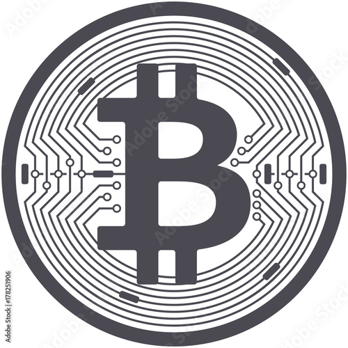 Bitcoin flat icon isolated on white background for using in web projects or mobile applications. Cryptocurrency round symbol. Vector EPS 10
