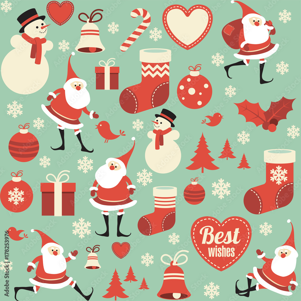 Flat design christmas seamless pattern Flat design christmas seamless pattern
