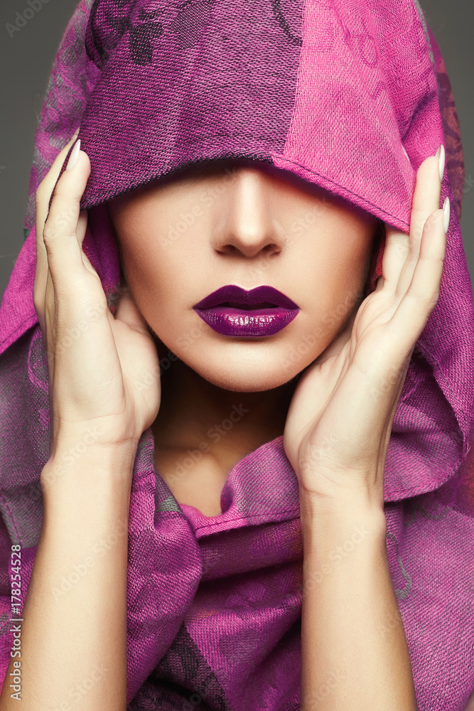 purple lips make-up girl.fashion beauty portrait purple lips make-up girl.fashion beauty portrait