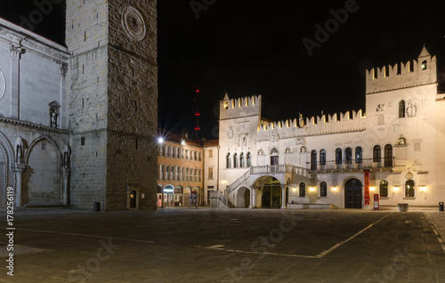 Pretor castle in the night, Tito square, Koper, Slovenia
