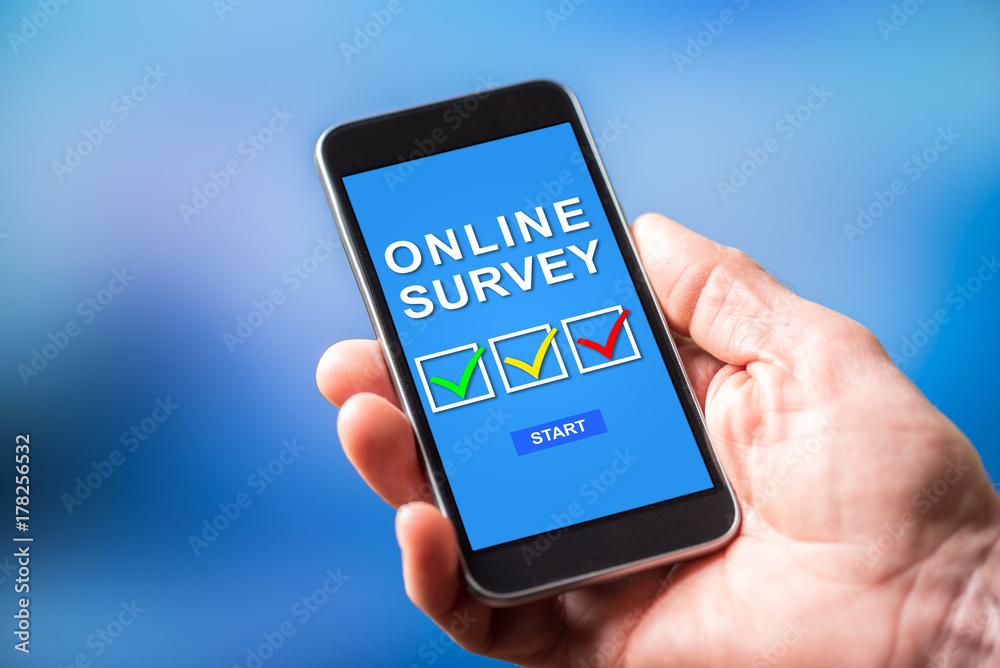 Online survey concept on a smartphone Online survey concept on a smartphone
