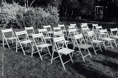 Place for wedding ceremony on grass photo