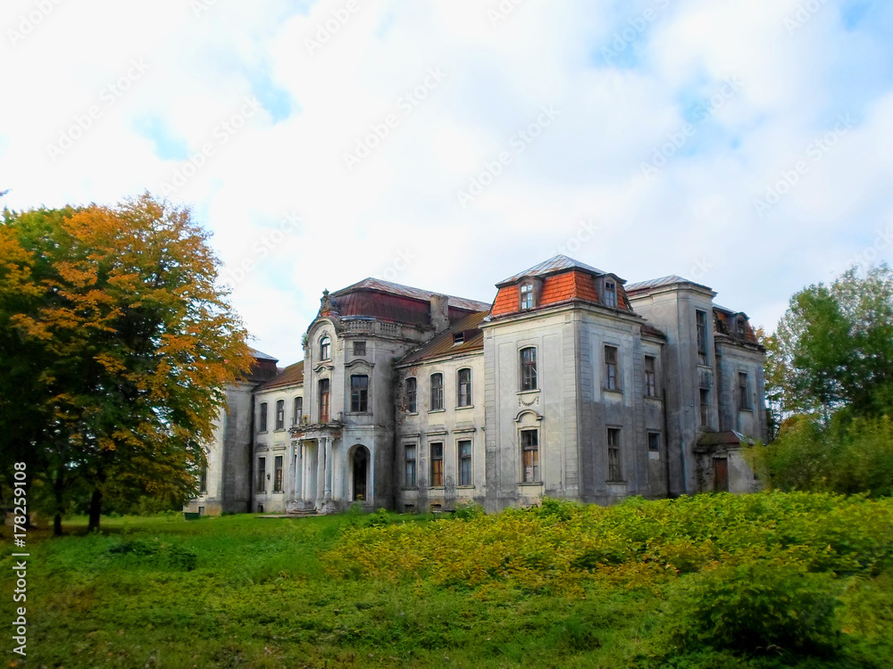 Abandoned palace in Belarus (Zheludok, Grodno region), built in the early twentieth century, example of Art Nouveau style