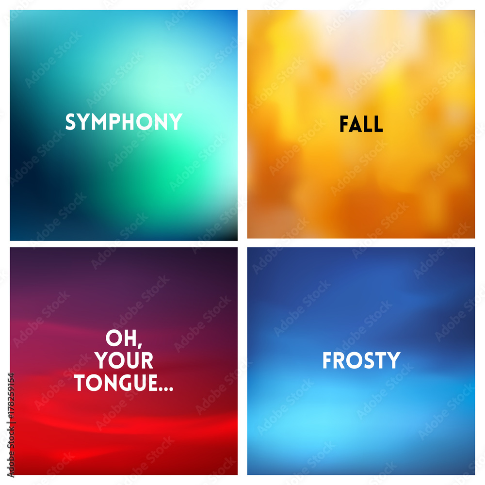 Obraz premium Abstract vector multicolored blurred background set. 4 colors set.