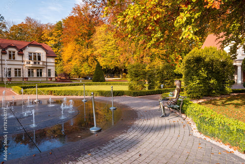 Autumn scenery in the Oliwski park. Park is favorite tourist destination in Gdansk. Poland
