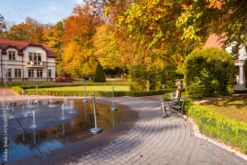 Autumn scenery in the Oliwski park. Park is favorite tourist destination in Gdansk. Poland photo