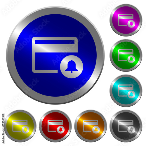 Credit card transaction alerts luminous coin-like round color buttons