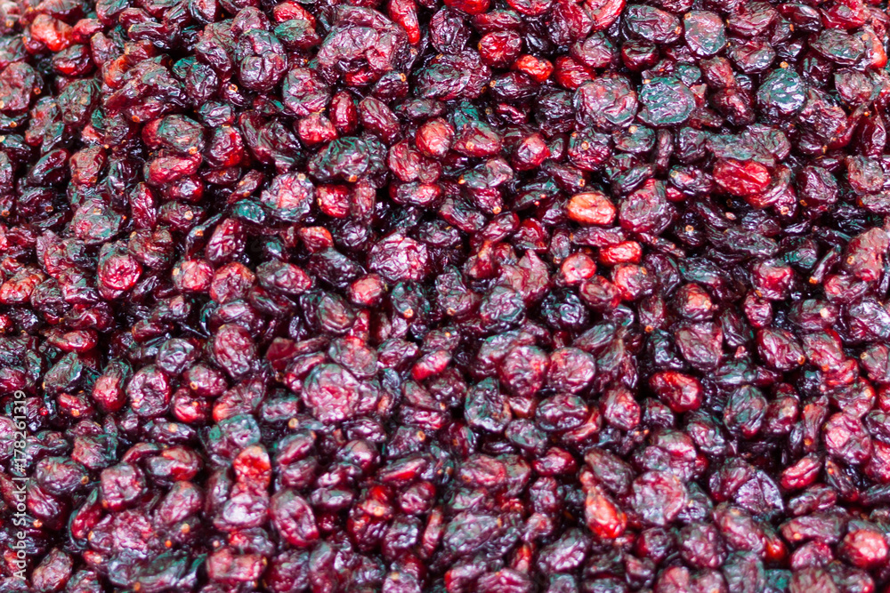 Dried cranberry background. Sineu market, Majorca, Spain Dried cranberry background. Sineu market, Majorca, Spain