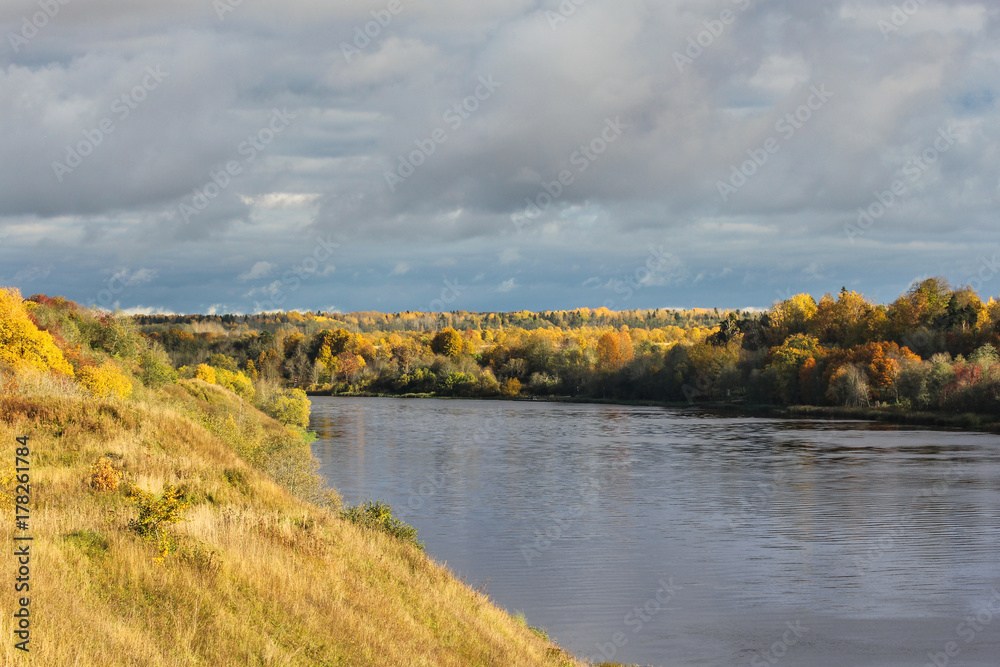 Autumn colors on the banks of the river.