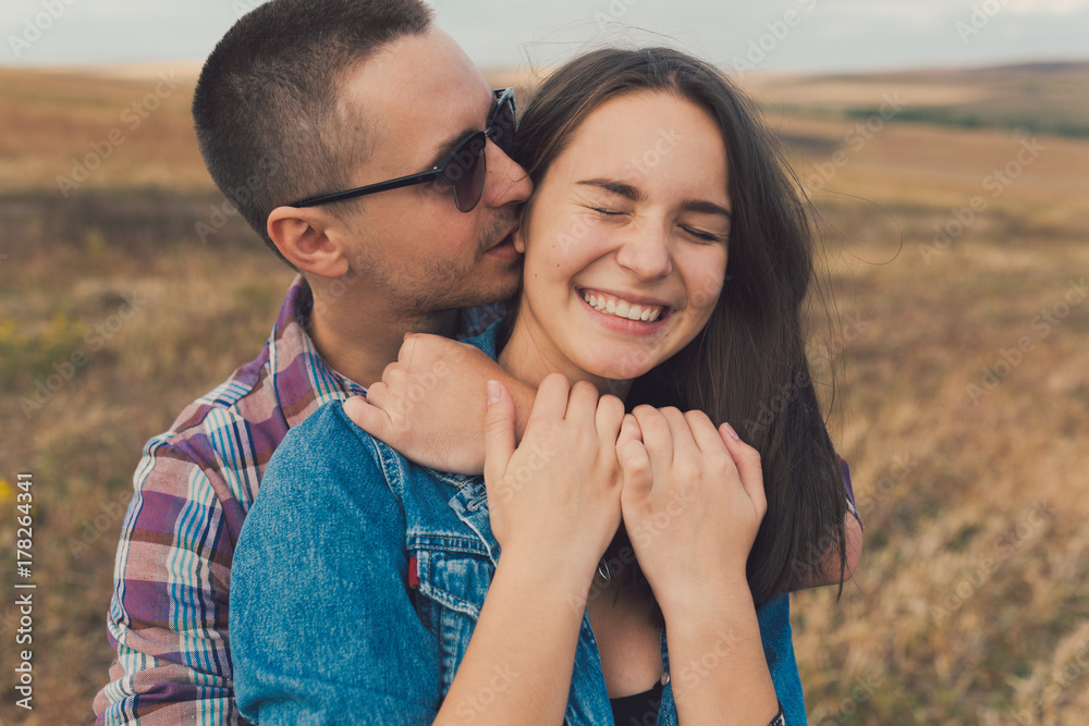 Young modern stylish couple outdoors Young modern stylish couple outdoors