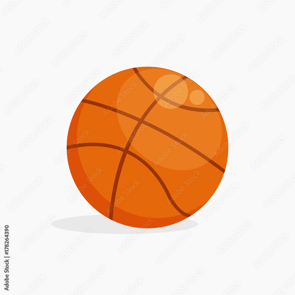 Vector Basket ball isolated on white background with shadow, flat illustration