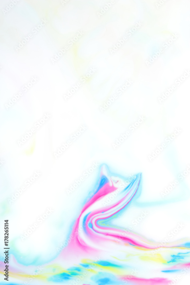 Fototapeta premium Multicolored pattern with paints in liquid, abstract background with spots of paint on white background, background for designer