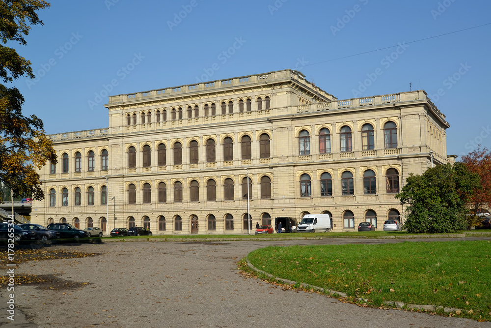 View of the building of the Konigsberg exchange. Kaliningrad
