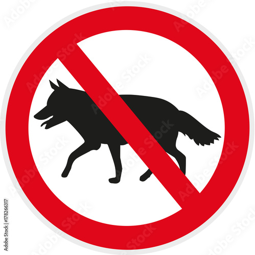 Verbotsschild mit Piktogramm Wolf
