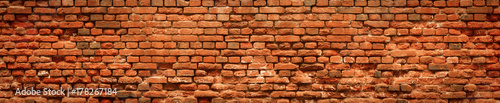 Red Brick wall panoramic background in high resolution