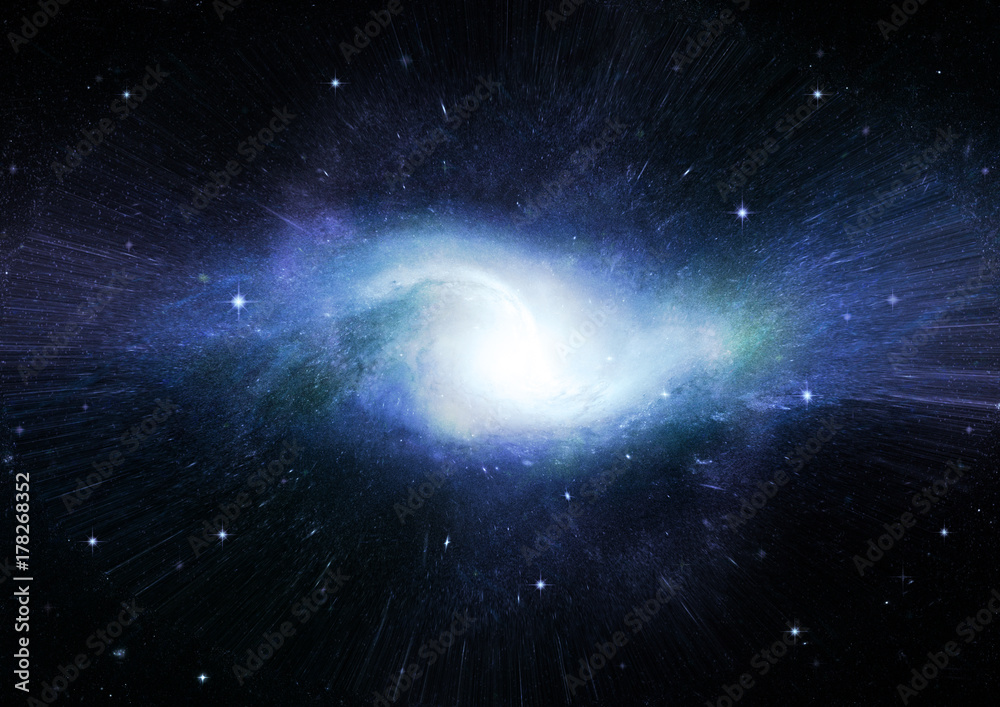 Fototapeta premium Stars, dust and gas nebula in a far galaxy