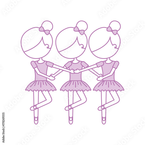 three girls dancing ballet classic practice