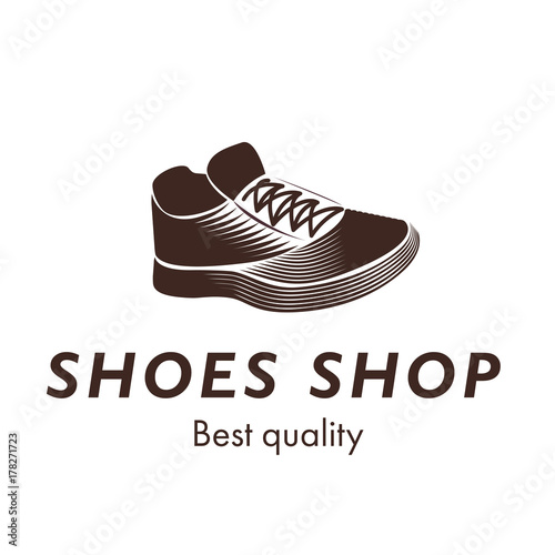 Sport shoes shop best quality sneakers logo design isolated on white background. Flat design vector illustration