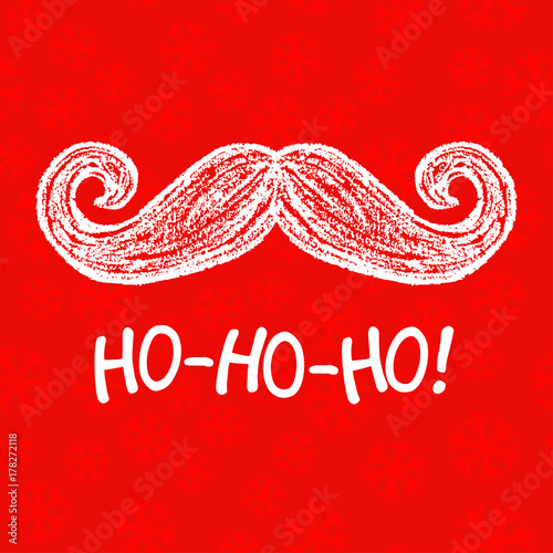 Santa moustache and Ho-Ho-Ho words.
