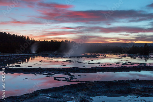 Sunset at Great Fountain Geyser