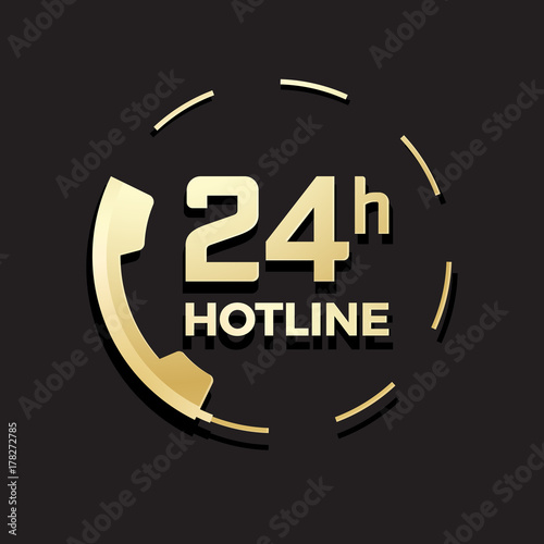 golden phone icon 24 hours hotline