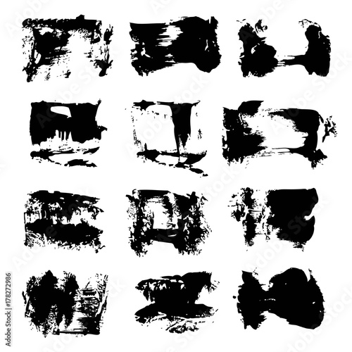 Abstract black  brush strokes isolated on a white background