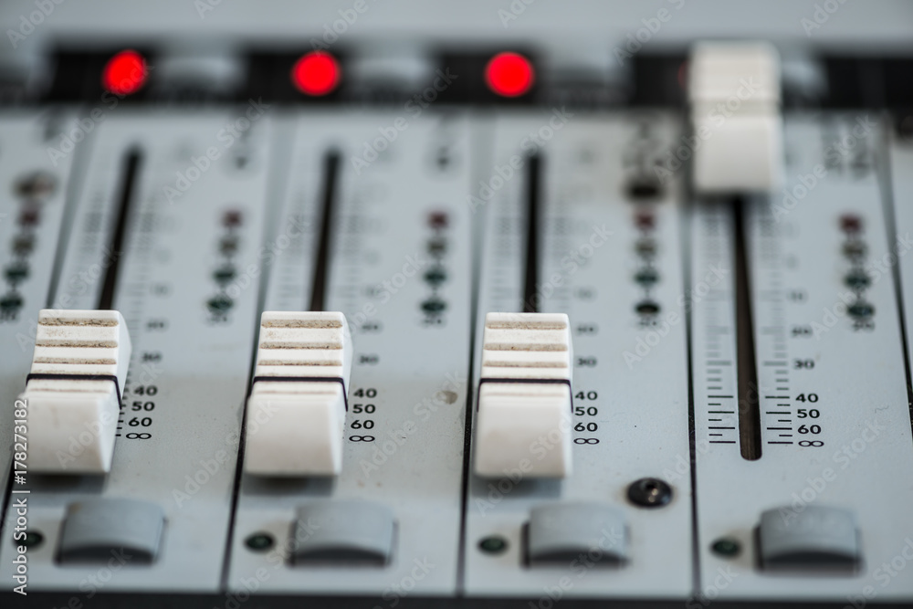 Analogic Sound Mixer. Professional audio mixing console radio and TV broadcasting Analogic Sound Mixer. Professional audio mixing console radio and TV broadcasting